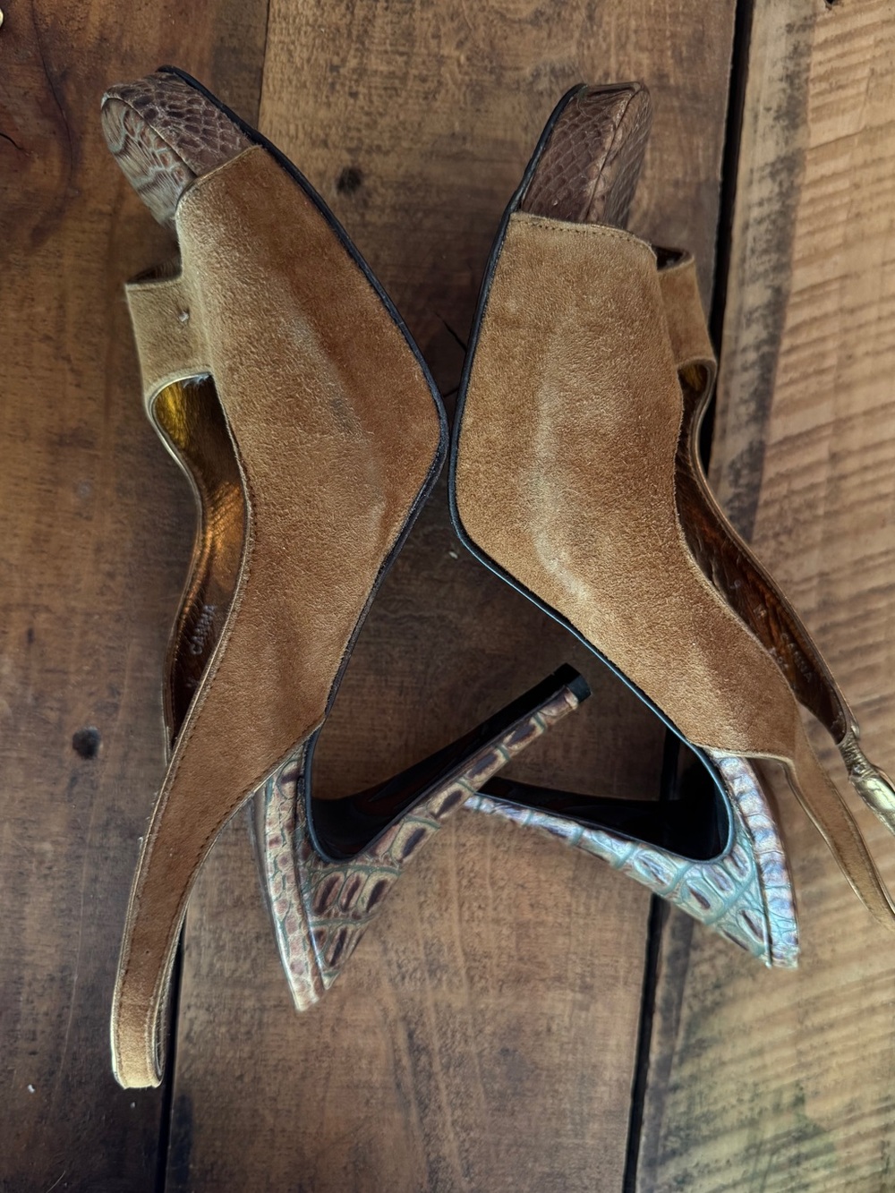 Retro Snakeskin Suede Stilettos 9